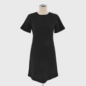 EILEEN FISHER Womens Tonal Texture Shift Dress Size 4P Black Cotton Blend Office